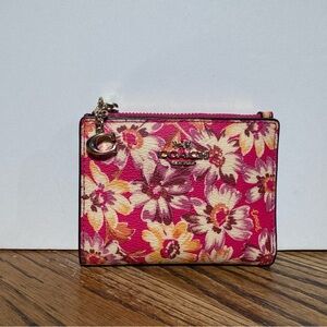 Coach Pink and Yellow Floral Wallet